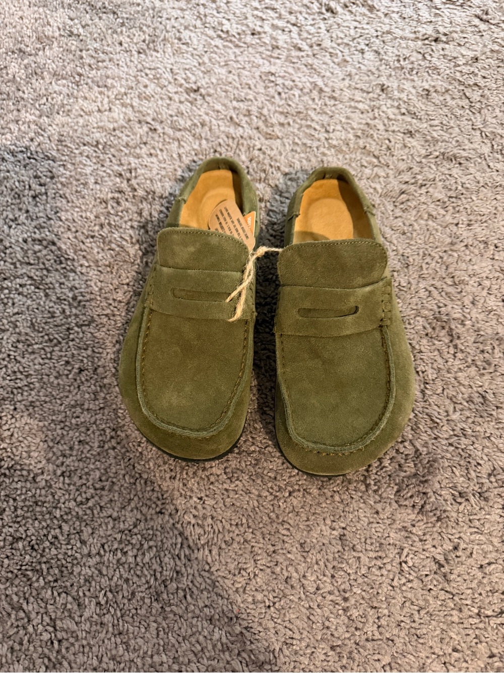 Olive Green Suede Loafers - Women's Slip-On Shoes